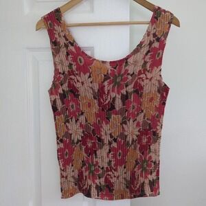VTG Impressions Pleated Sleeveless Blouse Floral Women's S Cottagecore Autumn‎